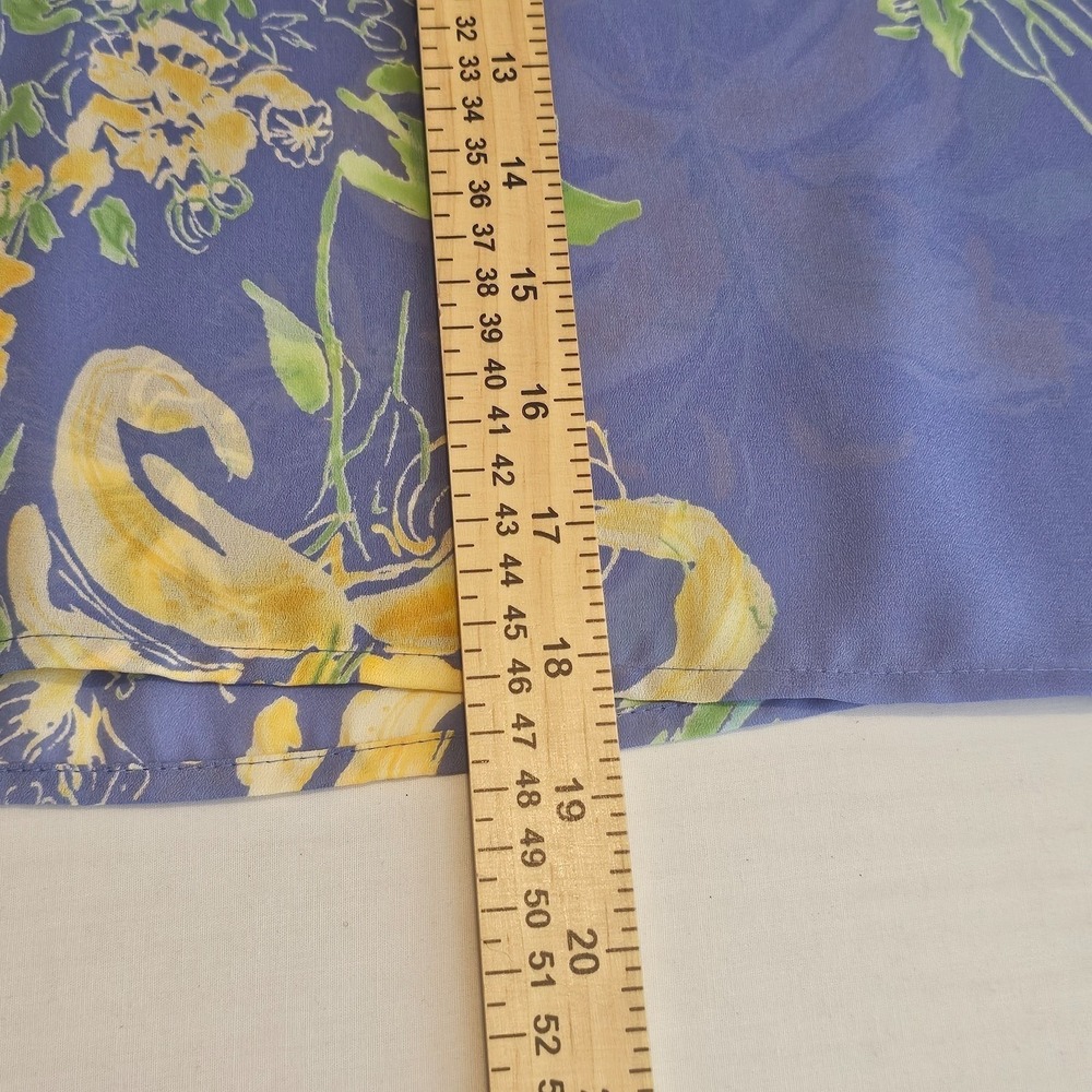 Emma James Liz Clairborne 3PC Skirt Set 14 Blue Floral Chiffon Blouse Tank L - Picture 4 of 16
